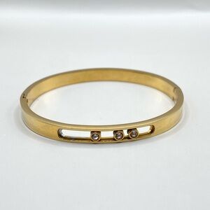 Adornia Antique Gold Plated Cubic Zirconia Slider Bracelet